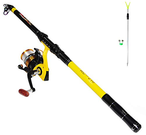 Richcat Fishing Poles and Reels Combo, Fishing Rod and Reel Kits for Adults Telescopic Fishing Rod Set Line Pre-spooled for Travel Saltwaer Freshwater 7.9ft