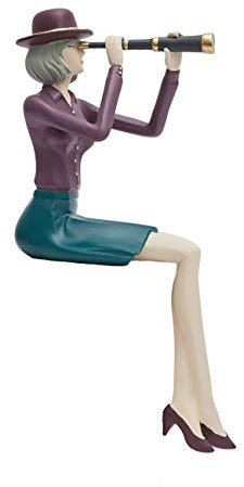 HAUCOZE Frau Figuren Arts Modern Skulptur Geschenk Teleskop Dekor Statue Polyresin 22cm