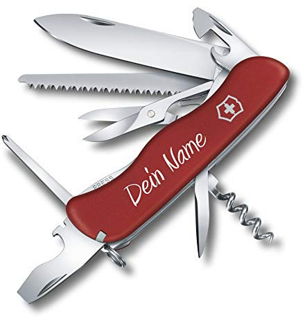 Victorinox Coltello da Tasca Outrider Con Richiesta Stampa Auf Der Conchiglia I Regalo per Uomini Donne I Per Compleanno I Svizzero Personalizzato Con 14 Funzioni 0.8513 (Rosso)