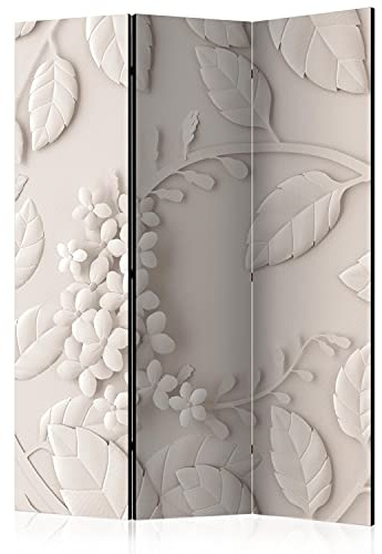 murando - Paravent Raumteiler Blumen, 135x172 cm, 3-teilig, Wohnzimmer | Mobiler Sichtschutz, sofort einsatzbereit, Holzrahmen, ideal fürs Wohnzimmer oder Büro, geruchsneutral, lichtbeständig