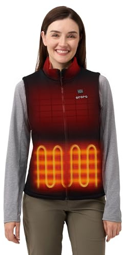 ORORO Women's Heated Fleece Gilet, 4-Zone Layering Heated Vest | Soft fleece comfort, lightweight design, easy layering, and simple heat control for commuting, walking, and winter wear