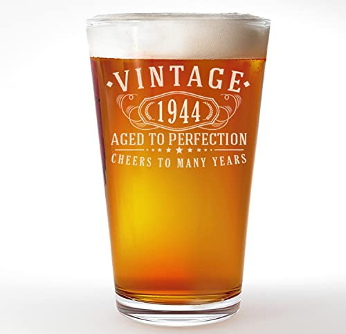 Vintage 1944 Etched 16oz Pint Beer Glass - 81st Birthday Gifts for Men - Cheers to 81 years old - 81st birthday decorations for him - Best Engraved Beer Gift ideas for Men - Dad Grandpa 2.0