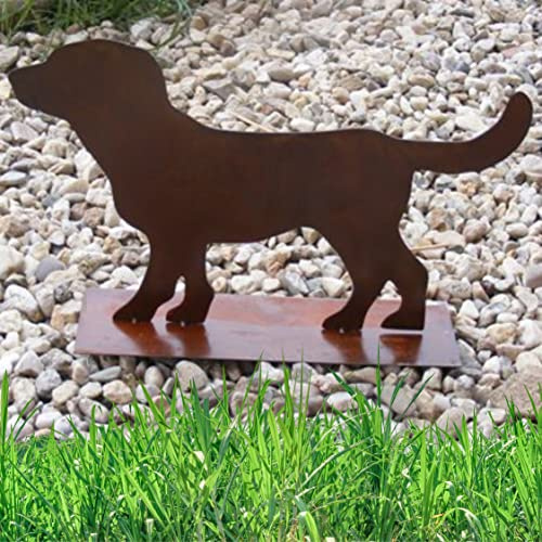 Rostikal Hundefigur für Garten Deko aus Cortenstahl Metall, langlebige Rost Tierfigur für draußen, handgemachte Hundeskulptur als Geschenk für Hundeliebhaber