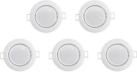 McShine - Einbauleuchten-Set 5x LED-Deckenspot schwenkbar | Rahmen + LED-Modul | Einbaustrahler 230V weiß rund Ø87mm, 265 lm Licht warmweiß 3000K, LED-Einbauspot für Wohnzimmer, Bad, Küche