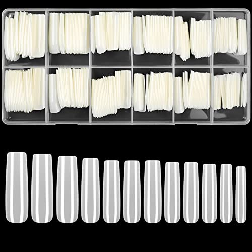 woshilaoDS 240 Pcs natural Extra Long Nail Tips, Full Cover False Artificial Nail Tips, Press On Nails, Ballerina French Fake Nails Tip for Manicure Salon DIY (natural)