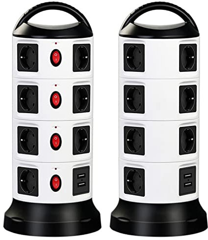Regleta de alimentación Vertical, enchufe de torre múltiple, enchufes protectores contra sobretensiones, enchufes con USB conmutable, Cable de extensión de 1,8 m, for el hogar y la Oficina ( Color : 1