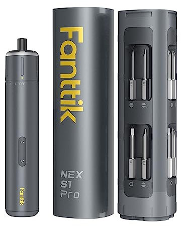 Fanttik Potente Destornillador Eléctrico de 3.7V, Juego de Destornilladores Recargable de 16 Puntas Máx 6 N.m, 3 Ajustes de par con Luz LED para Reparación de Muebles/Computadoras - S1 Pro