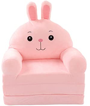 MOTUZP Plüsch Faltbares Kindersofa 2 in 1 Faltbares Kindersofa Bett Sitzpolster für Esszimmerstühle Kindersofa Rückenlehne Sessel für Wohnzimmer Schlafzimmer(Rosa)