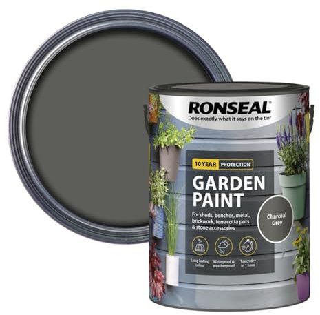 SAVING HUB 2.5L Garden Paint - Exterior Wood Tins - Garden Furniture Colors Paints Outdoors - Benches, Metal, Brickwork, Plants Pots Paint - Fade Resistant (Charcoal Grey)