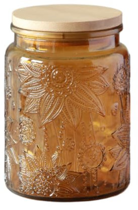 ANSQU Barattolo di vetro vintage, da, con coperchio, barattolo colorato per cucina, dispensa, barattolo in vetro per alimenti, per caffè, tè, caramelle, biscotti, zucchero (Giallo 1, 700 ml)