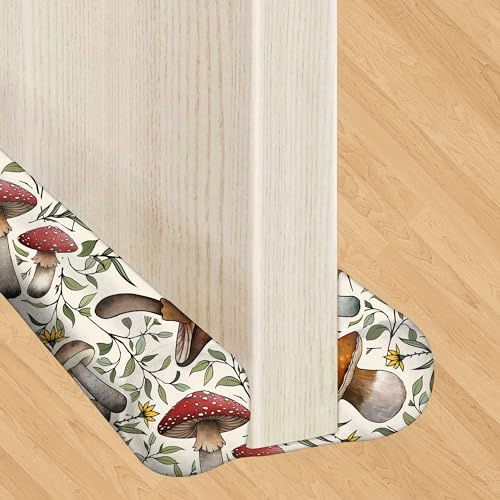 Joismea 36 Inches Adjustable Door Draft Stopper, Window Breeze Blocker Machine-Washable, Weather Stripping, Noise Reducer - Mushroom