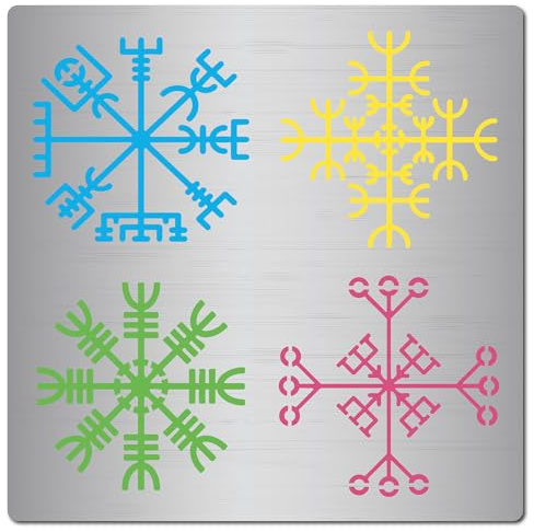 GORGECRAFT 16x16cm Wikinger-Schablone Symbol Wiederverwendbar Zeichentagebuch-Schablone Runenmuster Vegvisir-Kompass Edelstahl-Vorlage Für DIY-Gravur Malerei Sammelalbum Holzverbrennung Prägung