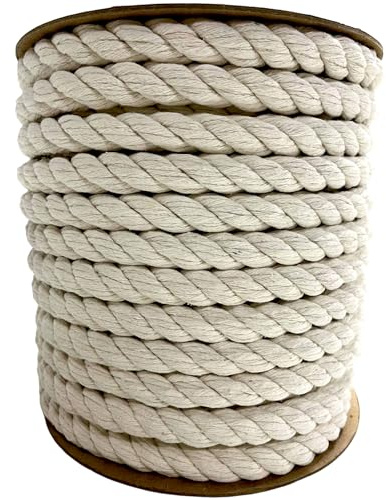 Roban Fashion Corde en coton blanc 20 m x 14 mm - Corde en coton - Corde en coton - Corde macramé - Décoration de jardin, main courante