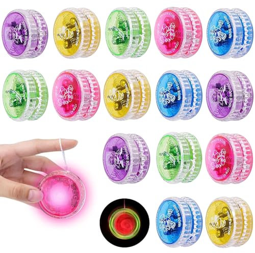 Lotvic 15 Stück LED Licht Yoyo, Kunststoff Responsive Yoyo, Responsive JoJo, für Anfänger Geburtstag Party Gastgeschenk, Zufällige Farben