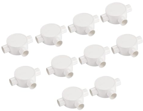 QUARKZMAN 10 Stück PVC Installationsdose Abzweigdose T-förmige runde Kabeldose 20 mm wasserdicht für Heimkabelmanagement Elektronikprojekte, Weiß