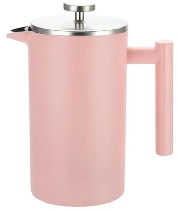 Double-walled Insulated Coffee Pot and Tea Maker - 1 Liter / 8 Cups Press Coffee Maker with Stainless Steel Plunger - Hand Filter Design