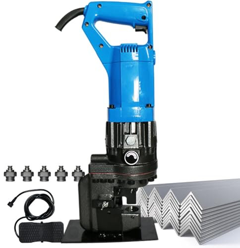 vnmudzeo 1200 W Electric Angle Steel Digging Punch,For Steel,Iron,Aluminum, Copper,Handheld Hydraulic Metal Hole Punching Machine,with Five Dies 1/4-4/5,Channelsteel-110V