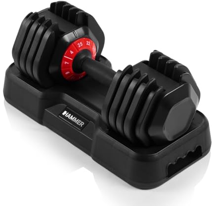 HAMMER Hantel StrongLock 4.0 Smartes Hantelsystem mit Gewichtsverstellung durch einfaches Drehen (25 kg)
