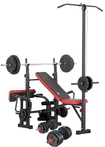 Hansson Sports® Kraftstation Hantelbank vielseitigen Training mit Latzug&Gewichten optinal