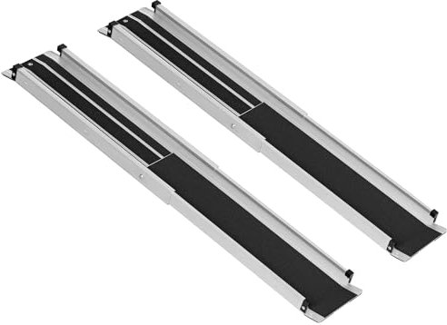 HOMCOM 2PCS Rampes fauteuil roulant antidérapantes rampes télescopiques pour fauteuils roulants en aluminium - longueur ajustable 3 niveaux 75/100/122CM charge maximale 272KG, sac de transport inclus