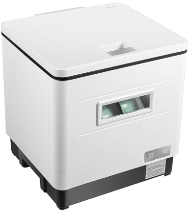 Edelstahl Spülmaschine Tischgeschirrspüler 800W 220V Mini Geschirrspüler für kleine Küchen Wohnungen, Schlafsäle und Camping, Weiß