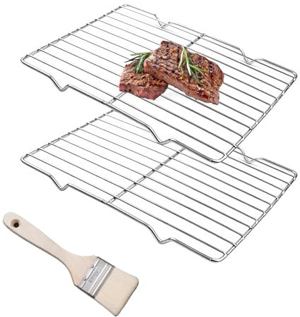 Asheyya 20.5×30cm Cooling Rack, Wire Oven Roasting Rack for Cooking Grilling (2 Set)