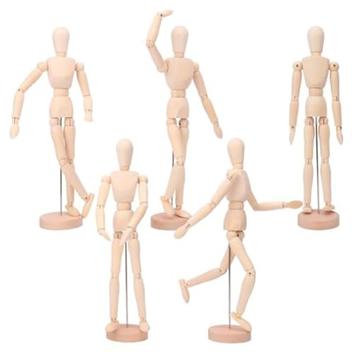 Bamberg 5er-Pack Kunstfigurenmodelle - 12-Schaufensterpuppe Aus, Flexible Zeichenpuppe zum Skizzieren, Malen und Beweglicher Figuren