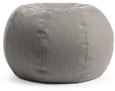 mokebo® Outdoor Pouf o. Hocker 'Der Kugelige' 60x45cm für Balkon & Garten Sitzhocker rund, Bodenkissen, Sitzwürfel, Sitzpouf, Fußhocker & Beistelltisch mit EPS-Perlen Füllung in Steingrau