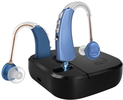 Britzgo - dispositivo a doppio chip, 70-90 dB, durata della batteria 33 ore, ricarica USB, blu (modello doppio)