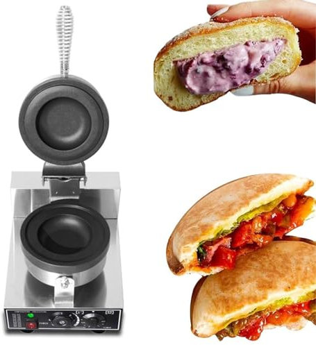 Macchina per hamburger, pressa per sandwich per hamburger per waffle, stampo per hamburger per gelato commerciale per uso domestico, pressa elettrica per hamburger 1200 W, 110 V