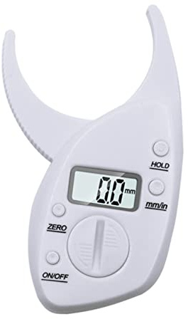 Calibrador LCD y Pantalla de Clip, Corporal Blanco Grasa | Analizador Portátil en Plástico, Rango 0 a 50mm, Resolución 0,1mm, para Fitness