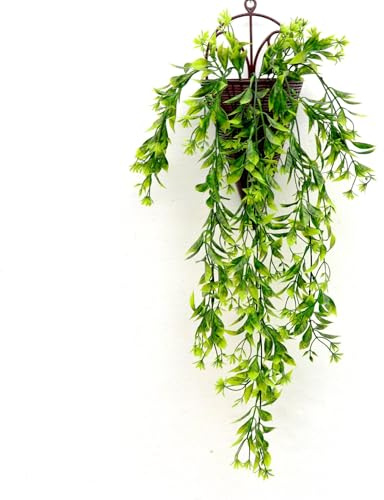SUXUMHAO 2 fiori artificiali rampicanti, per Natale in plastica, piante di edera da appendere, colore verde erba