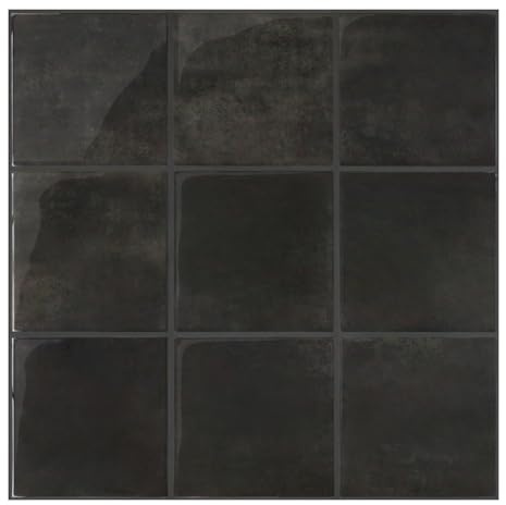 COMSTICKC Más Grueso Azulejos Adhesivos 3D Negro, 10 Piezas | Baldosas Adhesivas Pared 3D Vinilo, Paneles 3D Cocina y Baño, Impermeables, 30.5 x 30.5 cm, 2,5 mm Grosor