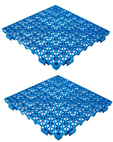 Splicing Non-slip Floor Mats, Interlocking Floor Mats Bulk, Snap Connection, Strong Toughness, for Bathrooms, Kitchens, Outdoor(Blue,2-pack)