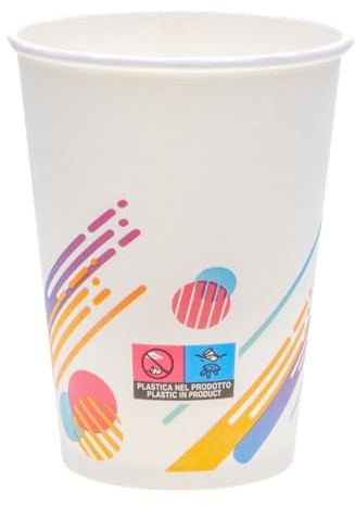 ECOPICNIC Lot de 1000 gobelets jetables multicolores 400 ml Ø 90 mm Gobelets en carton multicolores pour café, thé, boissons chaudes, Coffee to Go, fête, restauration, boissons chaudes