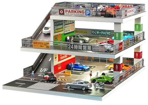 Luay Wuliza 1:64 Scale car Model Display Stand. Die-cast car Display Cabinet Suitable for Hot Wheels, Matchbox, and Similar Vehicles.（Japanese-Style Setting） (Gray)
