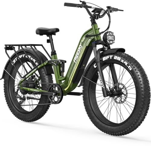 FREESKY Wildcat Ultra Electric Bike for Adults 105mile Long Range Samsung Battery Step-Thru Ebike Fast Dirt E Bike 26'' Fat Tire Electric Bicycle Full Suspension for Commute Mountain City Men Women