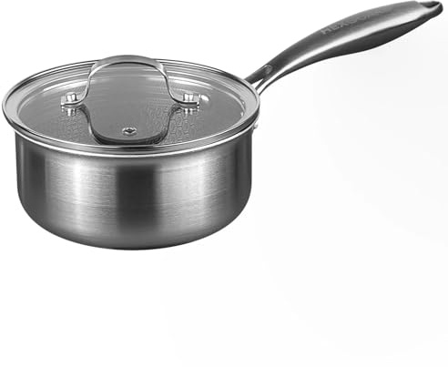 Prochef HexGuard Saucepan, Tri-Ply Stainless Steel, Non-Stick Coating, 16 cm Diameter x 8 cm Height, 0.67 kg, PFOA-Free, Oven Safe to 230°C, Silver