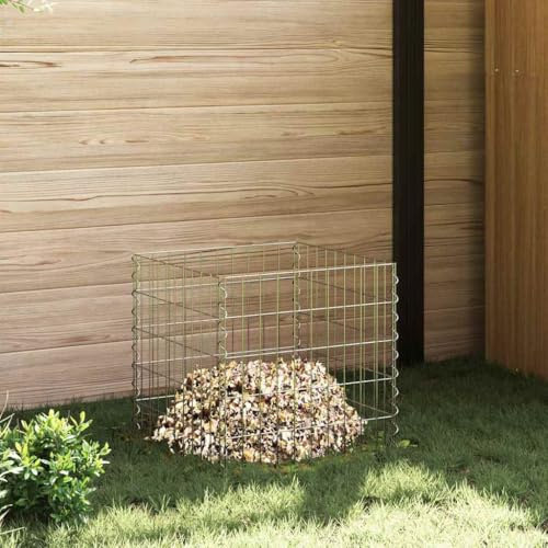 Qnhdfrt Composteur gris 50 x 50 x 50 cm en acier, robuste et durable, grande boîte pour déchets de jardin, recyclage, jardin, terrasse, balcon