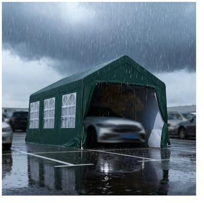 Robuste Carports Mit Metallrahmen, Große Außencarport-Überdachung Für Traktoren, LKWs, Wohnmobile Und SUVs(9.8x19.6x6.5 ft)