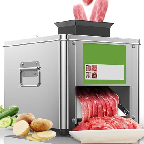 Cortadora De Carne Cuchilla Inoxidable 850W - Máquina Comercial De Sobremesa, 310r/min, 150kg/h, Corta Fiambre, Carne Fresca Y Verduras En Lonchas/Tiras/Tacos(7mm)