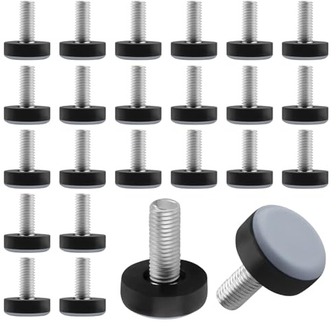 JTgugu 24x Möbelgleiter Teflon PTFE Stellfüße M8 Ø 22mm, Teflongleiter | Zum Schrauben Möbelfüße Gleiter mit Gewinde, Verstellbare Nivellierfüße Möbel, für Stühle Tisch Schrankbe & Sofas