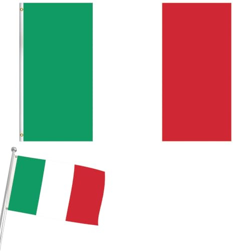 Bandera de Italia grande de 5 x 3 pies con patrón de doble lado, bandera italiana con ojos de latón para Euro Football Sport Event Bar Garden Street Party Decorations