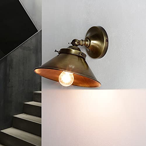Licht-Erlebnisse Wandleuchte Echt-Messing in Bronze hell glänzend Küche Schlafzimmer H:16 cm E14 Handarbeit Vintage Premium Wandlampe Wohnzimmer