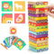 TOP BRIGHT 4 en 1 Torre de Bloques Infantil con Colores y Animales Juguete Educativo para Niños Niñas Juegos de Mesa Familiar con 51 Bloques 24 Cartas