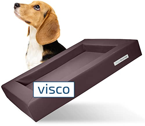dogsfavorite Hunde-Bett mit Visco-Kissen - waschbares Hundekörbchen - hochwertiges Hundesofa - gelenkschonendes Hundekissen - robuste Hundematte - Gr. L 110 x 90cm - braun