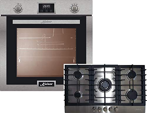 Kaiser Gas Herdset Autark/Kaiser Eg 6372 Einbau Gasbackofen/Kaiser KG 9356 Edelstahl Gaskochfeld 90 cm/Gas Herd mit Selbstreinigung/Gas-Control/Gas Einbau-Backofen/Edelstahl Gas Kochfed