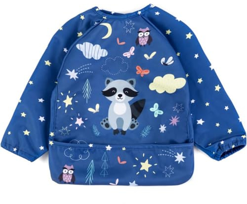 HOMYBABY® Bavaglini pappa svezzamento - Bavaglini bebe neonato impermeabili - Bavaglino manica lunga - Bavette impermeabili, grandi, plastificate, resistenti - Grembiule pappa bébé