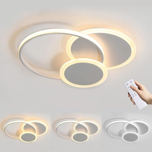 MOUNM wohnzimmer lampe decke mit Fernbedienung 52 * 44cm 40W | led deckenleuchte dimmbar 3000K - 6000K, deckenlampe für Schlafzimmer, Küchen, Flure, Balkone, Haustüren, Kinderzimmer