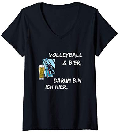 Damen Volleyball Spruch Lustig Beachvolleyball Aufschlag Trikot T-Shirt mit V-Ausschnitt